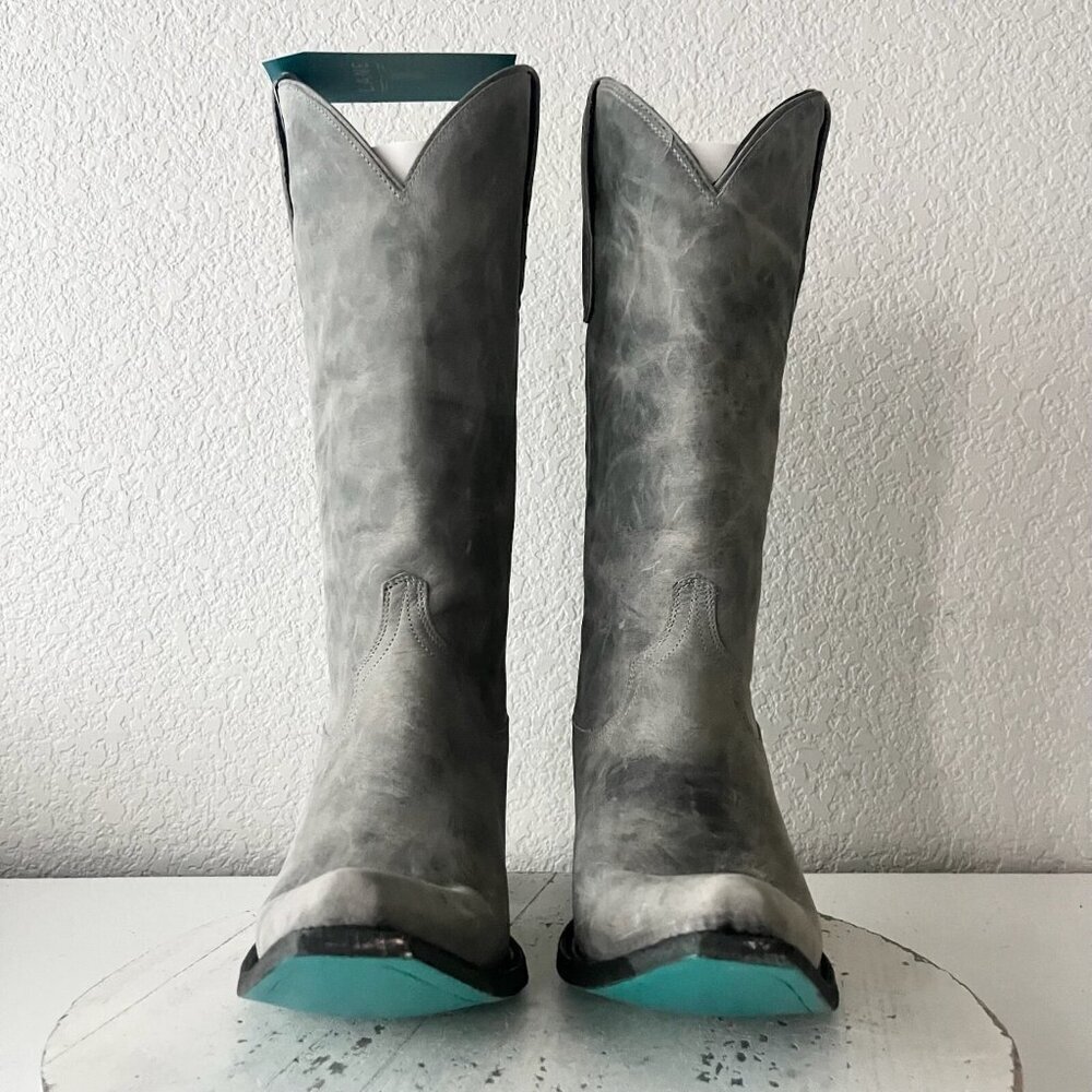 Lane EMMA JANE Gray Cowboy Boots Leather Western Tall Snip Toe Size 9.5 - Picture 6 of 12
